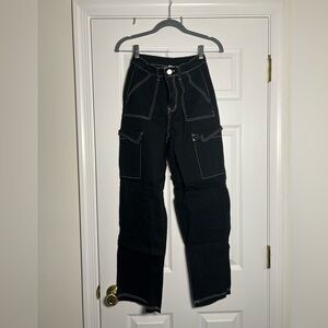 Vintage Kiss Black Cargos with white stitching